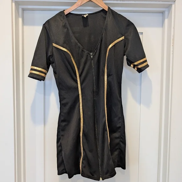 Leg Avenue Elegant Black Stewardess Dress With Matching Hat - Picture 3 of 8